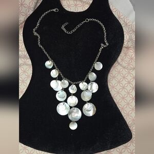 Abalone Shell Silver-Tone Disc Cascade Necklace - Women Jewelry